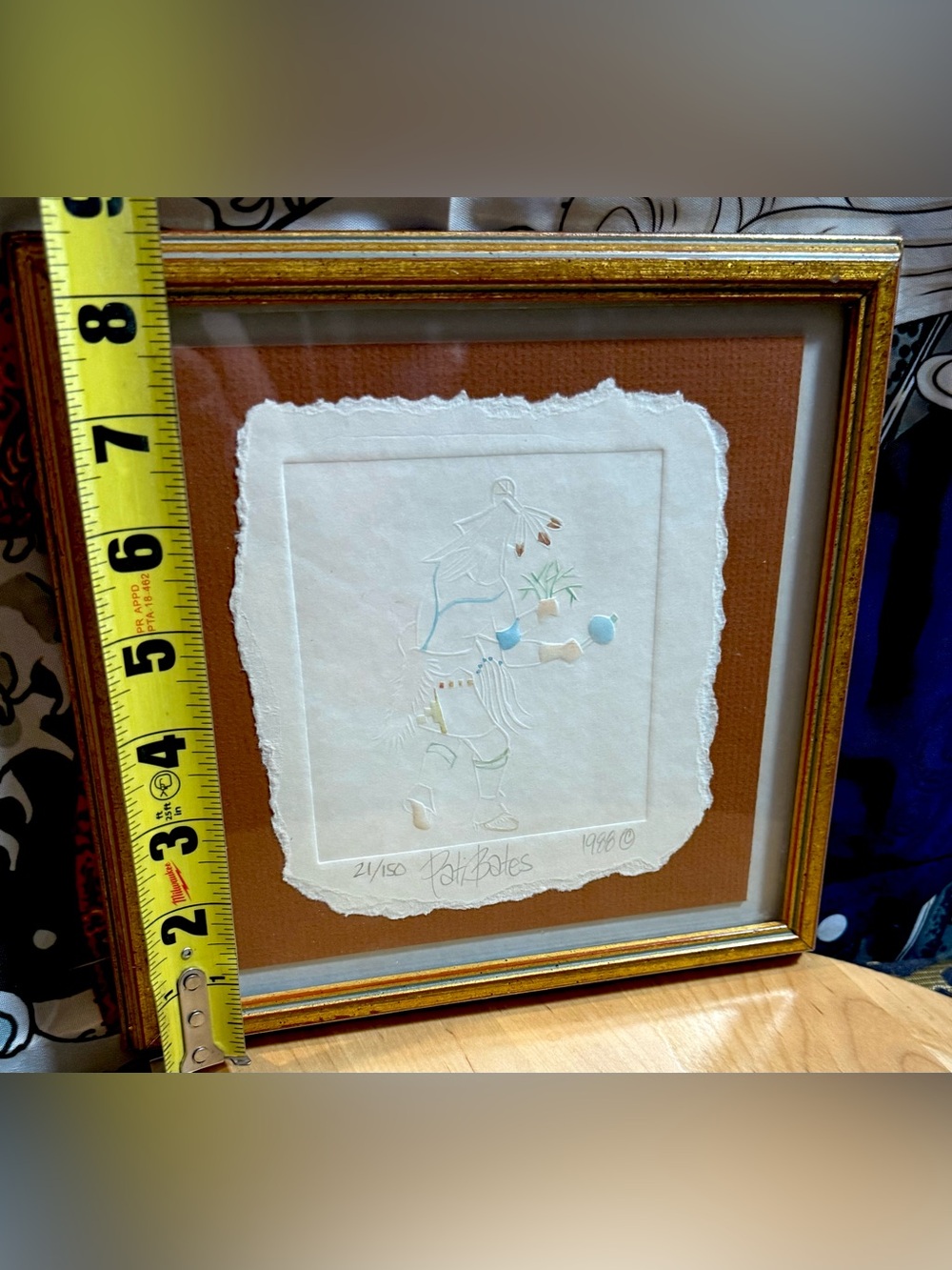 Vintage 1988 Artist Signed Native American Rain Dance Cast Paper Art